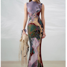 In-stock 0wis raindrop linen and floral patterned French raindrop linen printed floral casual trousers, slimming and versatile pic 6