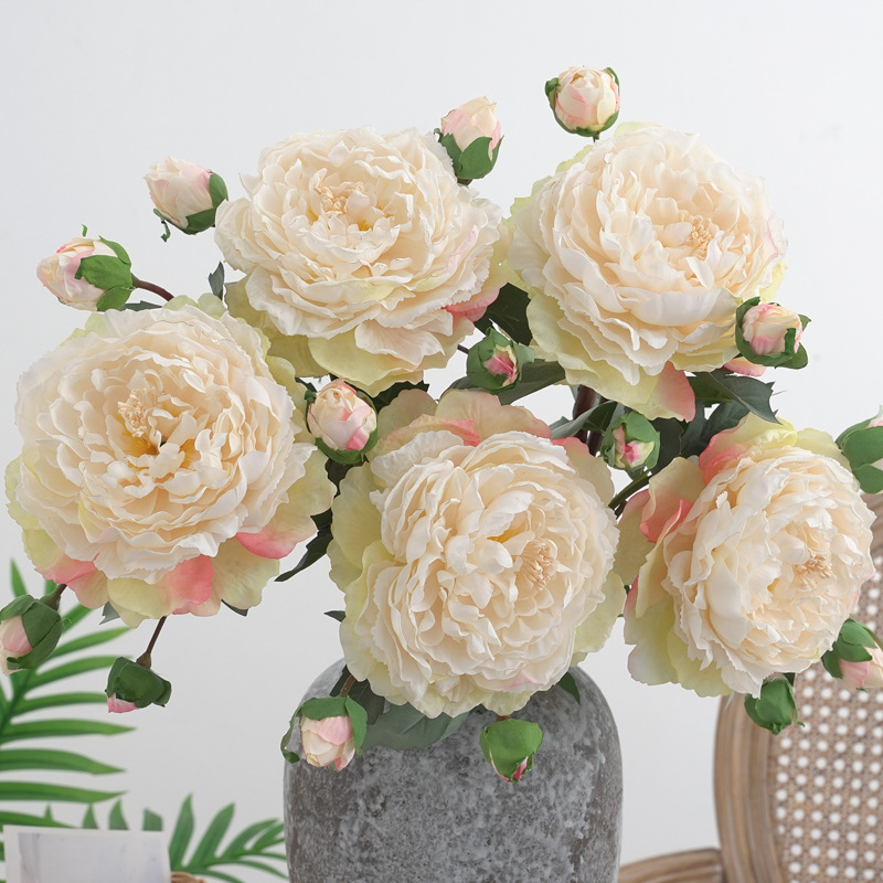 欧式复古仿真花焦边大牡丹假花芍药客厅餐桌花瓶插花绢花摄影道具详情9
