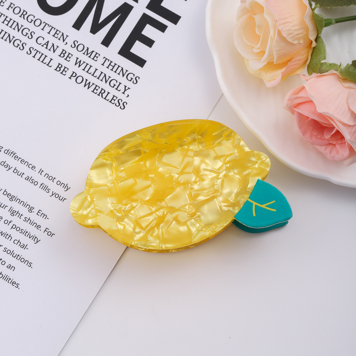 跨境创意水果发夹大小号柠檬发抓鲨鱼夹饰品女发饰半扎发春夏百搭详情5