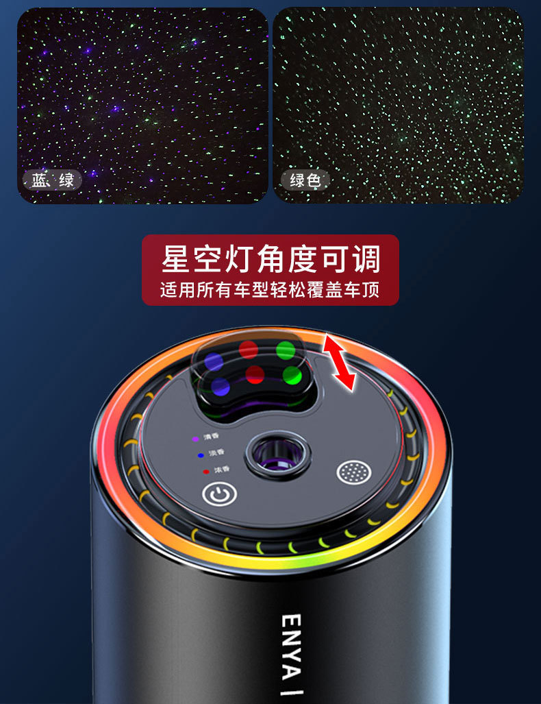 三色星空顶车载香熏喷雾氛围灯智能拾音汽车香水满天星车载香薰详情10