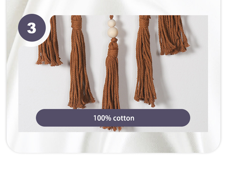 波西米亚风格木珠棉绳流苏镜子小挂饰挂件家居墙壁装饰工艺品镜子详情10