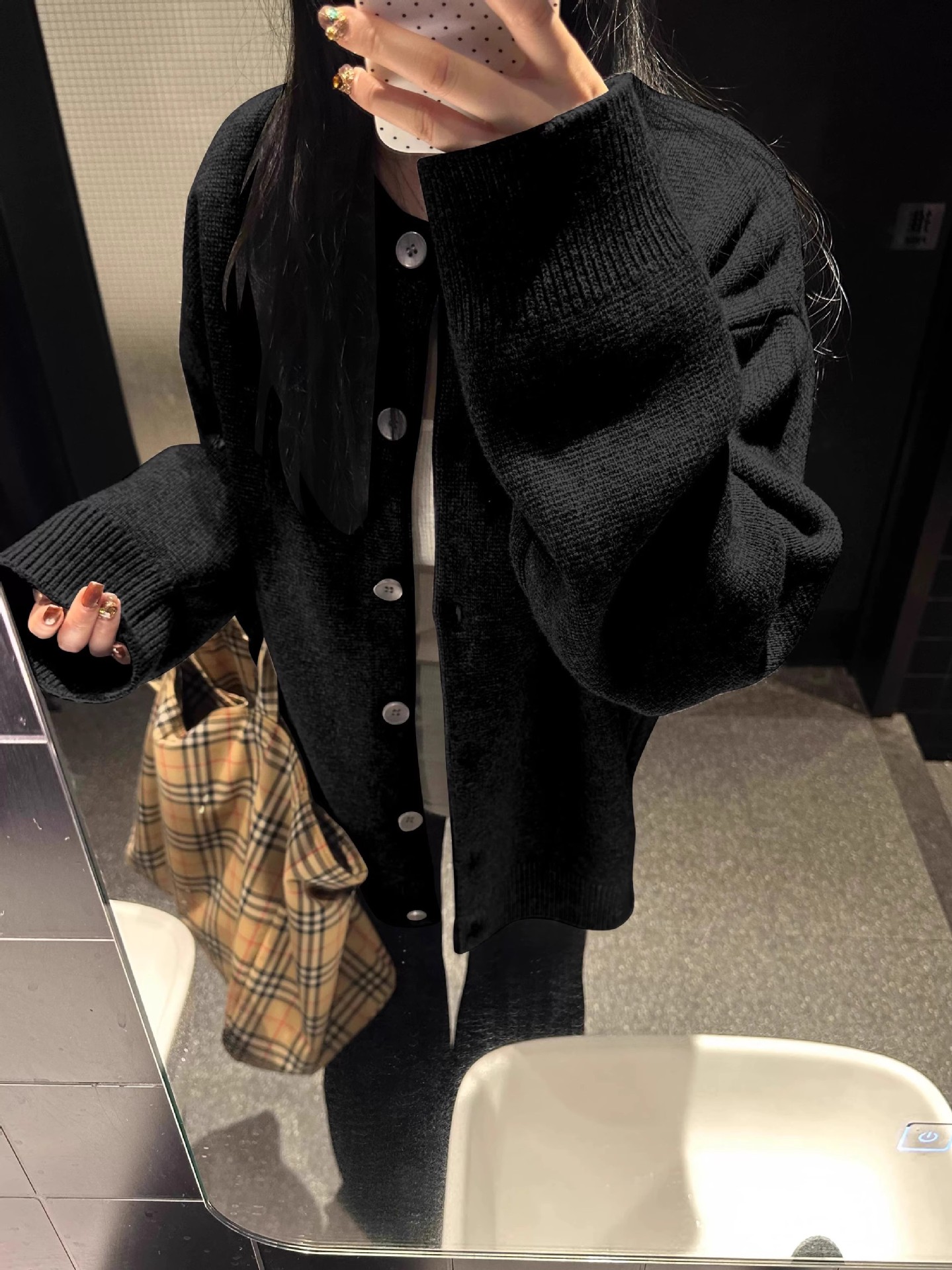 黑色针织开衫女秋季宽松慵懒风休闲高级感春秋外搭毛衣外套上衣冬详情10