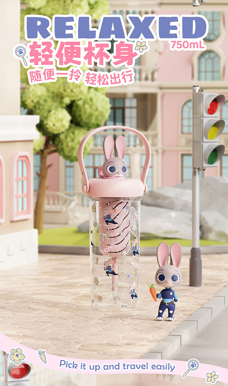 New Xiaoman doll fruit tea plastic cup, cute straw cup for primary school students, Le Si Double Drink, summer plastic water cup for school pic 21