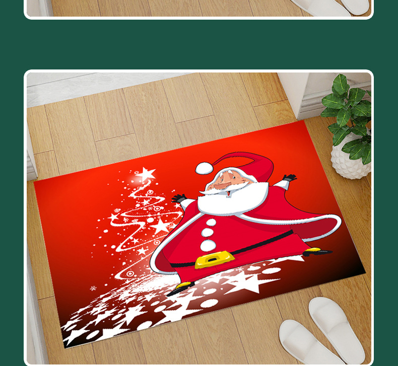 Red Christmas floor mat, Santa Claus Christmas tree, coral velvet entry bar, home floor mat pic 17