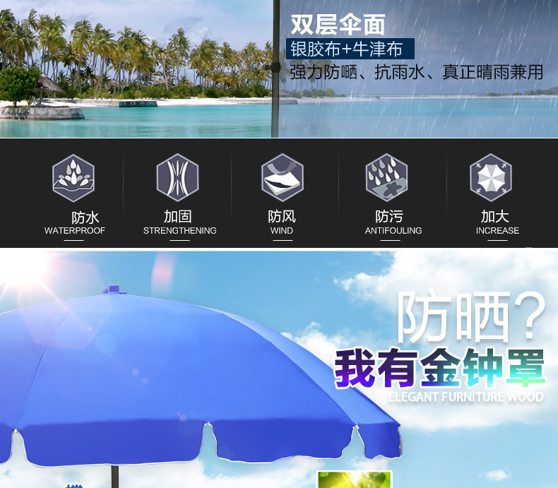 太阳伞遮阳伞大雨伞大号户外摆摊伞歪头斜伞广告伞折叠圆伞商详情3
