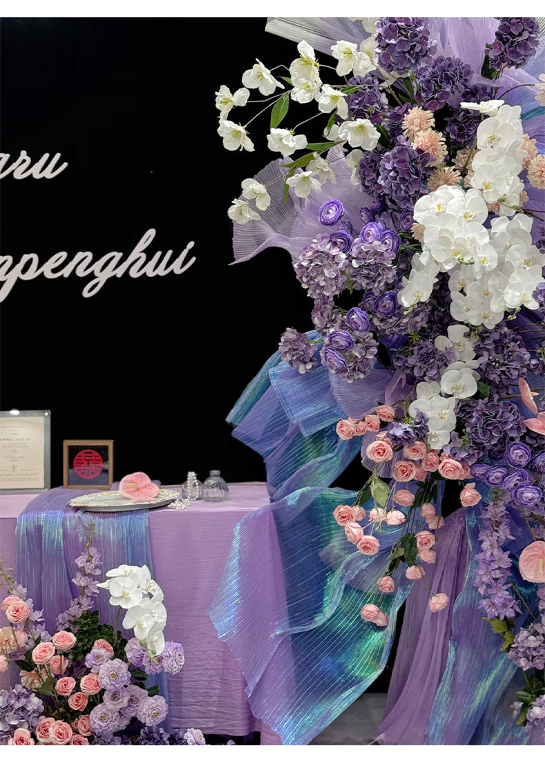紫色户外订婚花艺布置婚礼堂装饰婚庆仿真花玫瑰假花摄影拍摄道具详情13