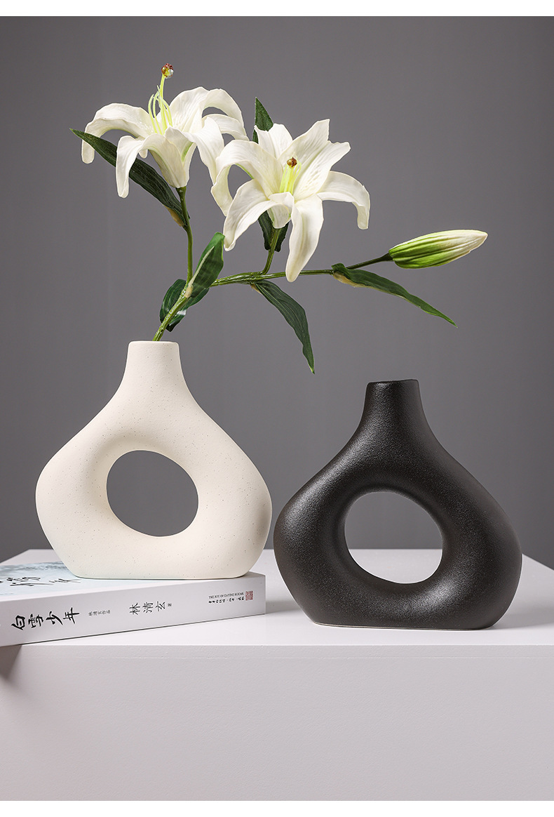2025 Nordic Ins-style ceramic vase, creative living room flower arrangement, high-end artistic home decoration for hotels and homestays pic 3