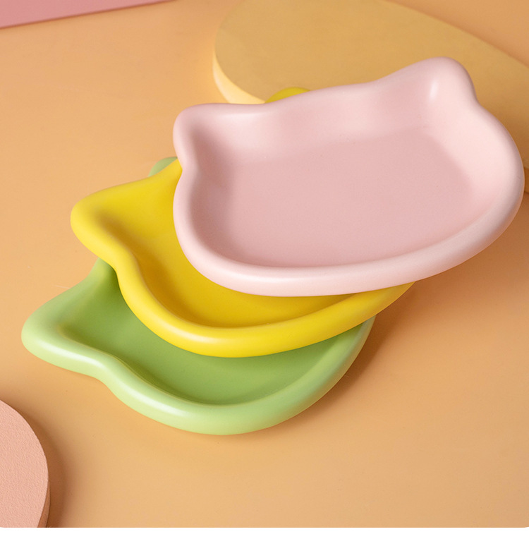 韩国陶瓷碗猫咪吃饭幼猫食盆罐头零食冻干餐盘矮脚猫碟盘子宠物碗详情15