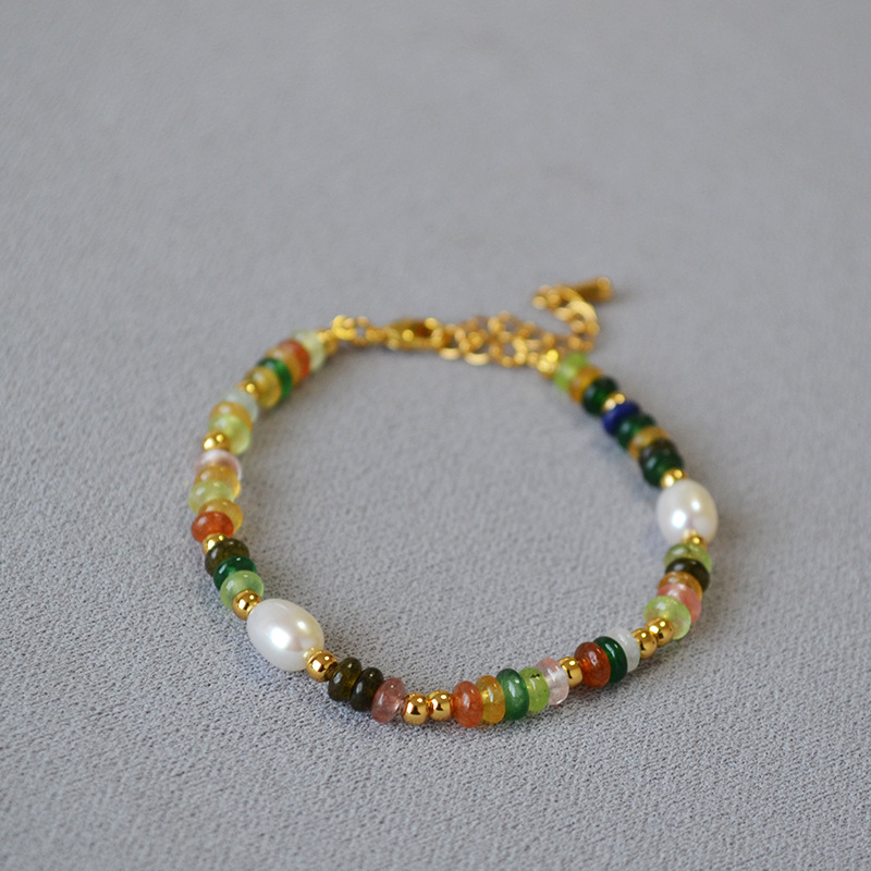 法式小众设计文艺复古时尚简约彩色真石串珠叠带个性气质细手链女详情22