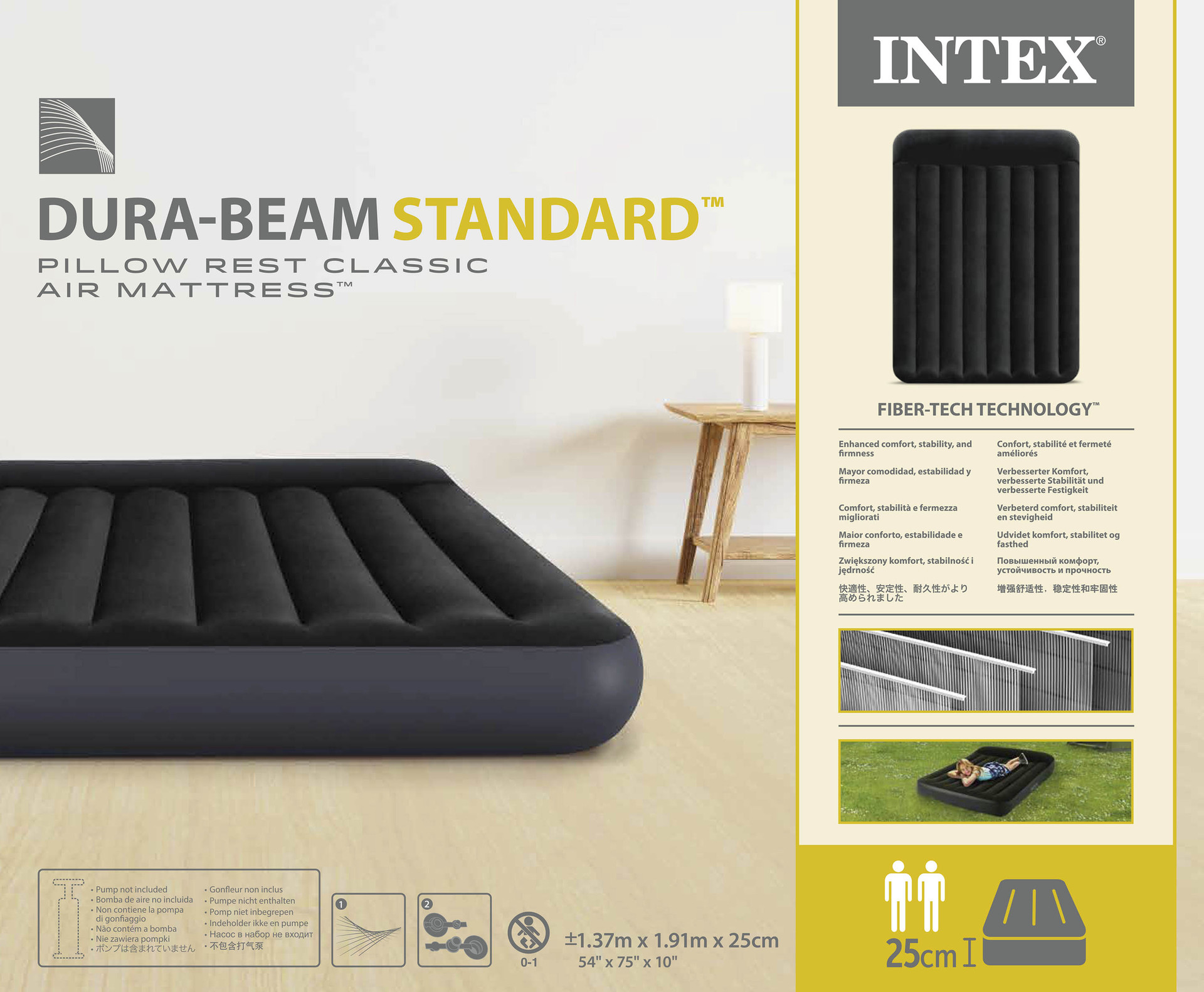 INTEX black and white built-in pillow single-layer single-person line pull-out air bed, portable for home and outdoor use, easy folding for midday rest, plush inflatable bed, comfortable for outdoor camping, thickened, durable and high-end pic 5
