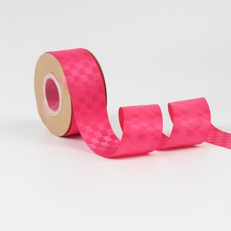 Poliéster checker tape venta directa de fábrica 50 yardas por rollo gran cantidad de descuento ropa tiara arco cinta pic 4