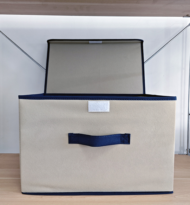 ✅居家布艺拼色收纳箱可折叠衣物收纳整理箱多用无纺布防尘带盖详情4