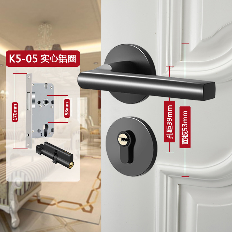 锁具批发不锈钢可调节门锁家用通用型室内卧室木门锁旧门换锁黑色详情15