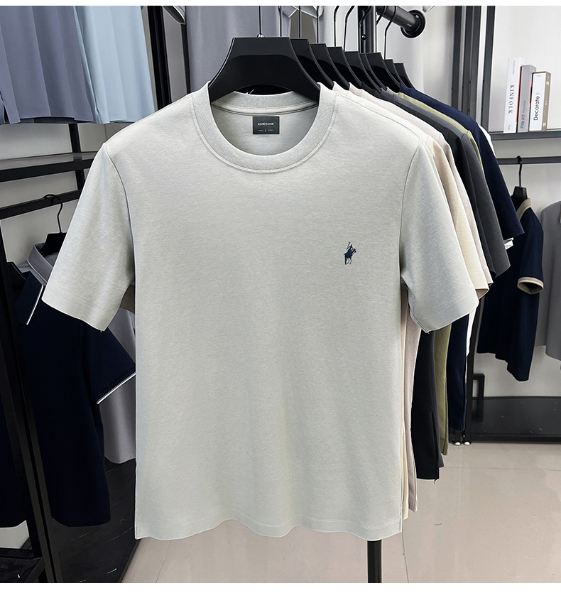 高端男士t恤夏半袖衣服男短袖男款高级感休闲刺绣男生打底衫批发详情43