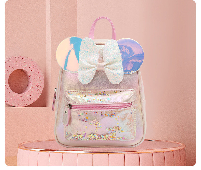 Large-tailed cat, butterfly, Mickey Mouse ears, fine glitter, double-shoulder backpack, fashionable, casual and cute schoolbag, princess small bag pic 12