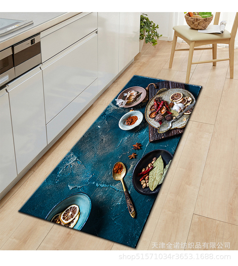Amazon Nordic minimalist kitchen floor mat, water-absorbing and oil-absorbing two-piece set, kitchenware, seasonings, bathroom door mat and carpet pic 10