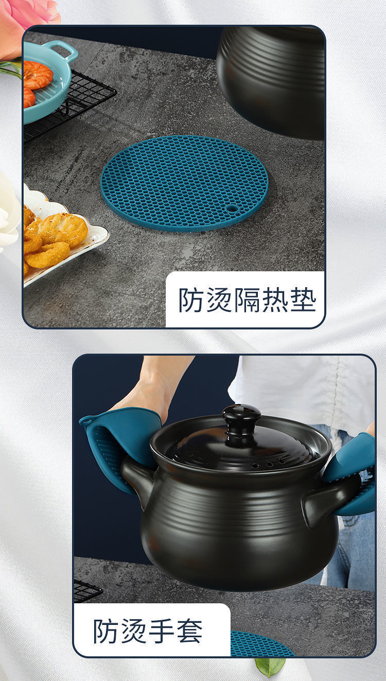 Wholesale three-piece set of anti-heat dish picker, kitchen and household anti-slip steaming dish anti-heat hand plate lifting device, silicone bowl picker pic 12