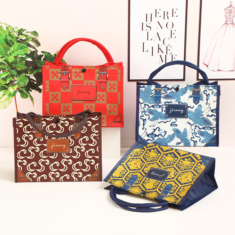 时尚国风PP编织加厚女士手提购物袋 便携旅行托特包 篮式家用礼品袋 外出必备时尚购物工具详情1