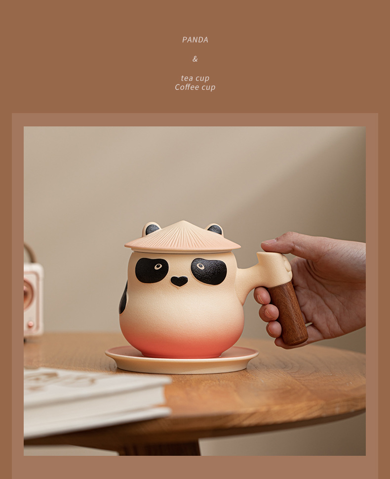 创意陶瓷马克杯带盖勺设计感小众高颜值精致熊猫杯茶杯陶瓷咖啡杯详情15