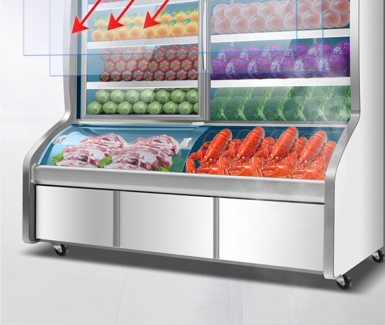 Commercial dual-temperature and triple-temperature vertical large-capacity ordering cabinet, barbecue, spicy hot pot, skewer refrigeration, freezing and preservation display cabinet pic 9