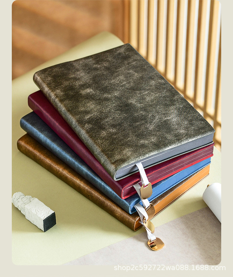 复古珠光皮质记事本订购印logo商务高档办公国风加厚A5笔记本本子详情18