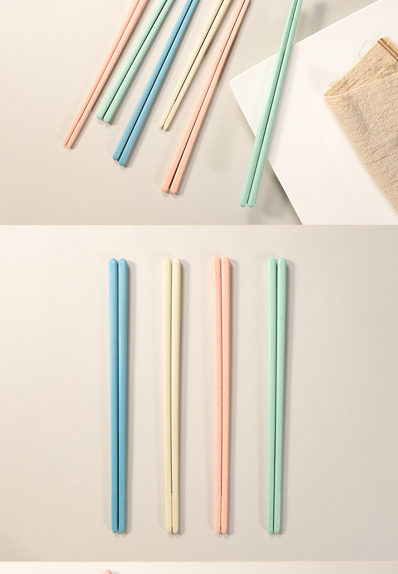 Boshun wheat straw chopsticks are degradable, heat-resistant, anti-slip, anti-mold, multi-color portable plastic multi-functional chopsticks pic 9