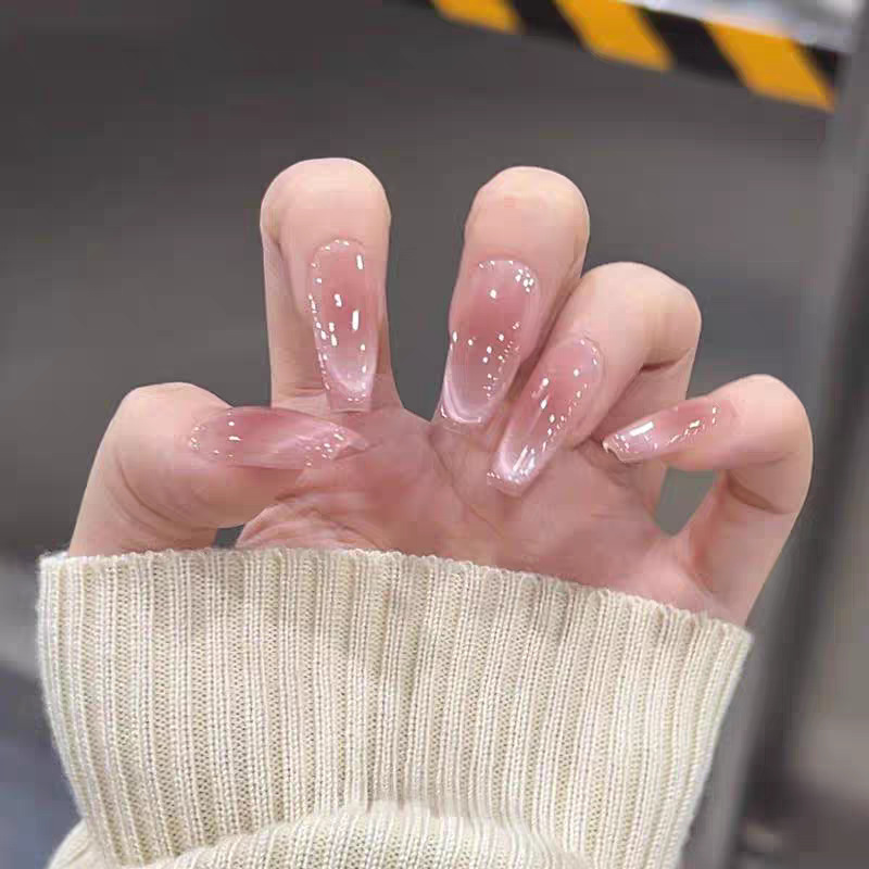 2025 New handcrafted rich girl blue sparkling cat-eye on Instagram bestseller detachable wearable nail pic 12