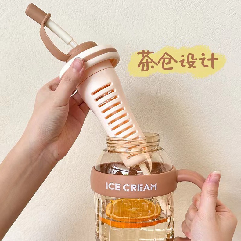 Large-capacity tea and water separation 40OZ plastic cup, summer high appearance level ice cup, portable straw cup, student big belly cup pic 11