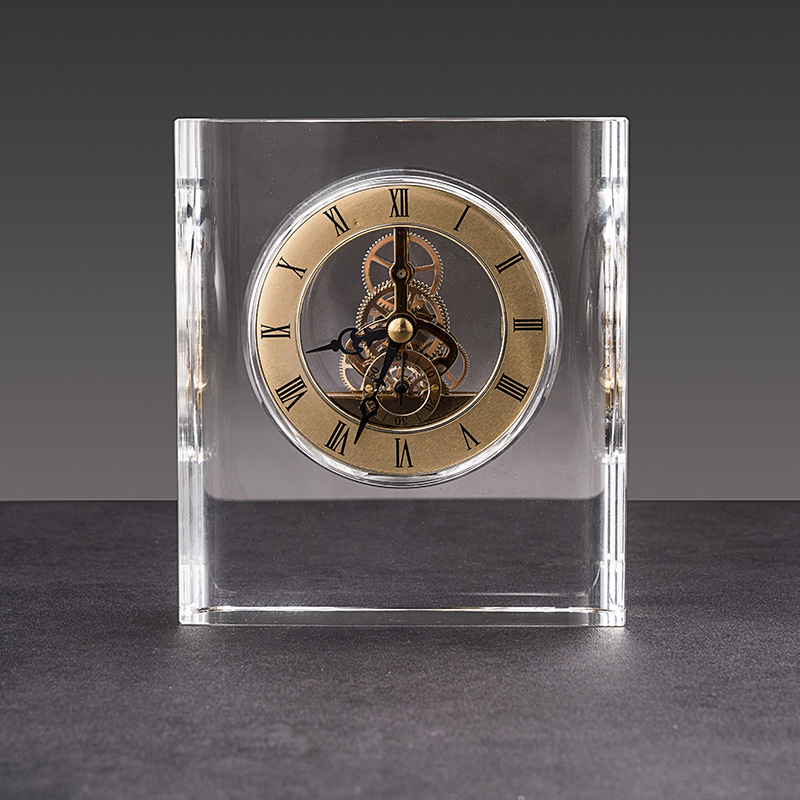 Factory direct supply of European-style crystal clocks, inlaid table clocks, table clocks, home and office handicrafts, gifts and ornaments pic 2