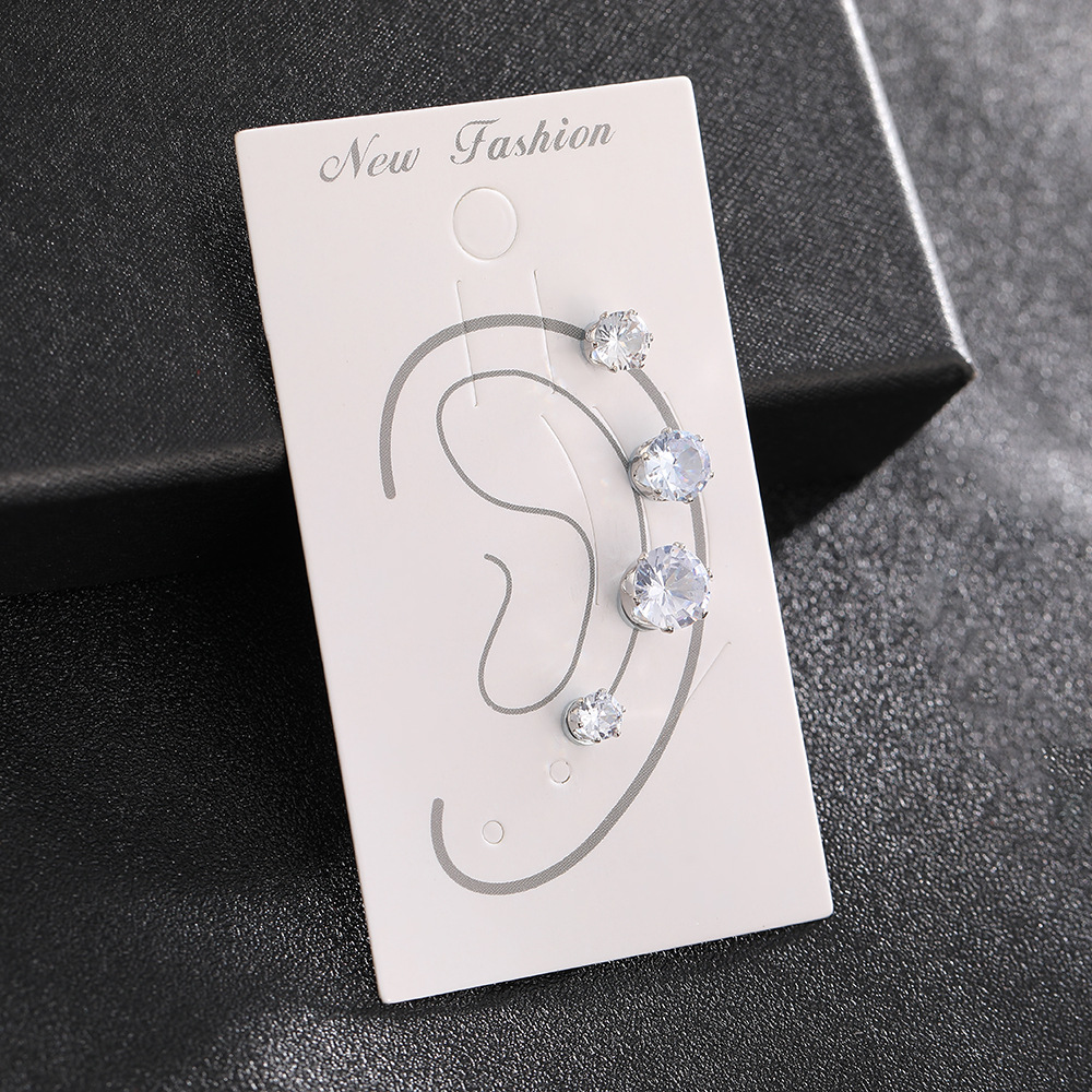 Niche design sense ear studs without ear holes, crystal zircon magnetic ear studs, light luxury, simple and versatile, ear bone clips, ear studs for women pic 1