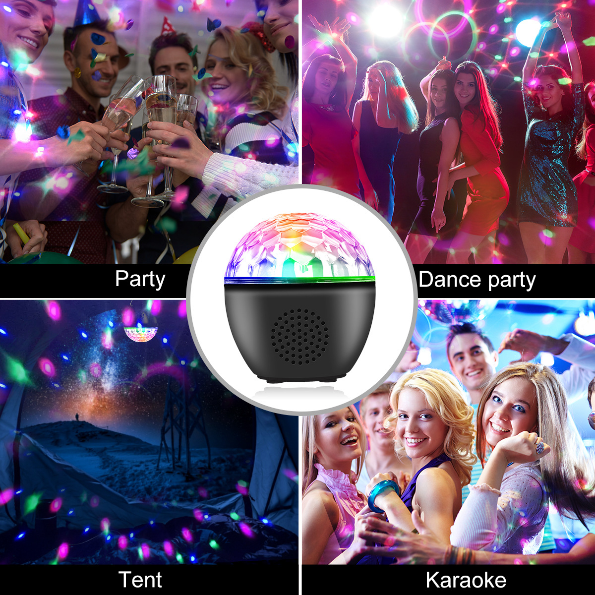 Bluetooth magic ball light, LED stage with sound box, crystal disco party, disco atmosphere, projection gift pic 5