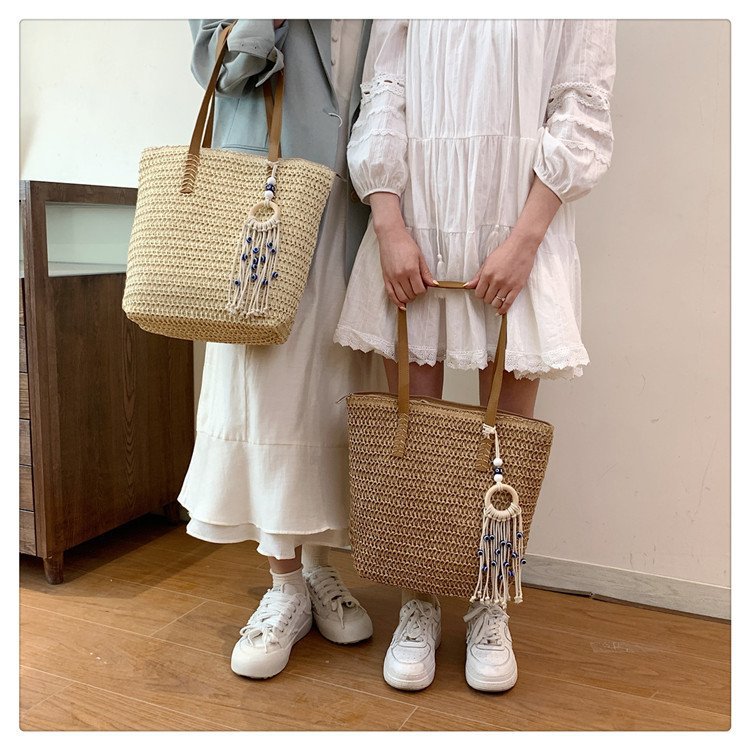 2024时尚新款沙滩草编大容量包包女单肩包百搭洋气编织旅行托特包详情19