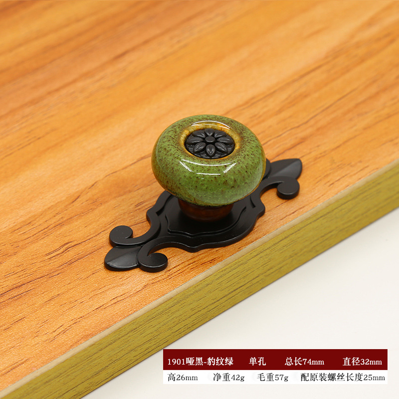 Antique copper creative furniture handles, cabinet, wardrobe, drawer glazed handles, single-hole furniture accessories handles with ethnic style pic 16