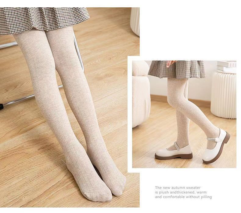 厂家批发秋冬女童防风保暖裤舒适高弹不掉毛连裤袜竖条薄绒打底裤详情14