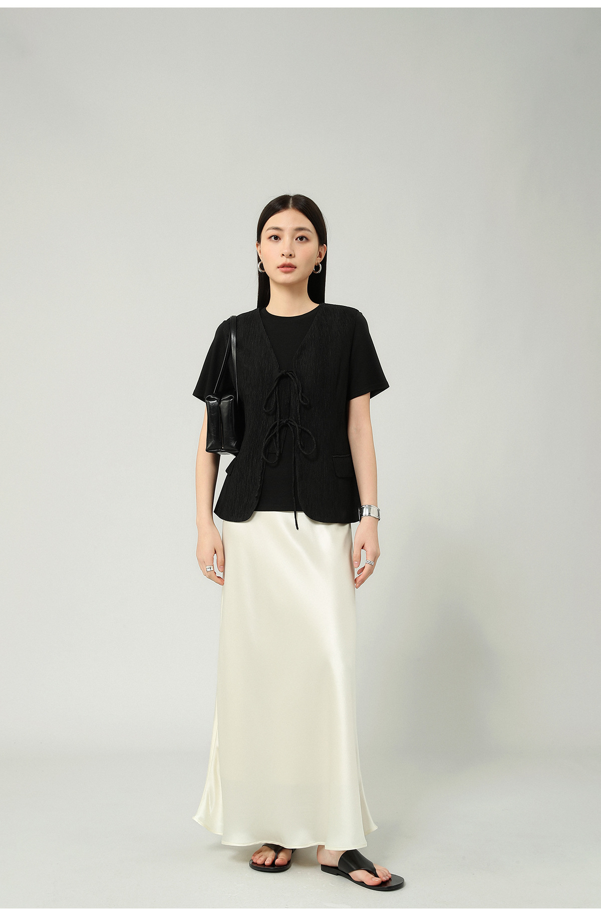 醋酸缎面丝光感柔软垂顺牛筋高腰长款半身裙女2025夏新款飘逸长裙详情13