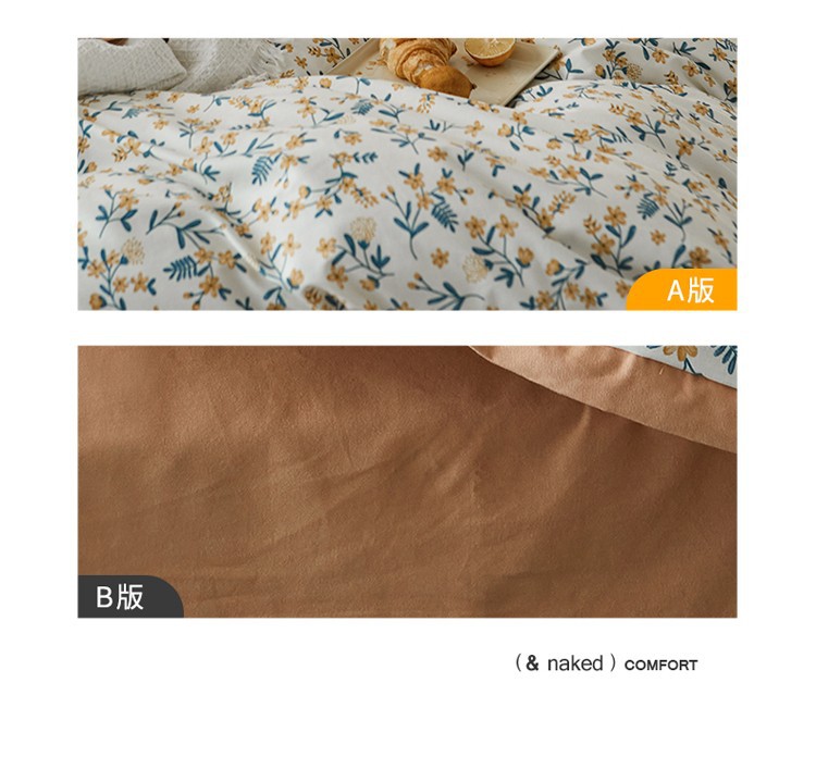 Light luxury all-cotton 100-count long-staple cotton thickened brushed four-piece set, autumn and winter pure cotton quilt cover three-piece set bedding pic 18