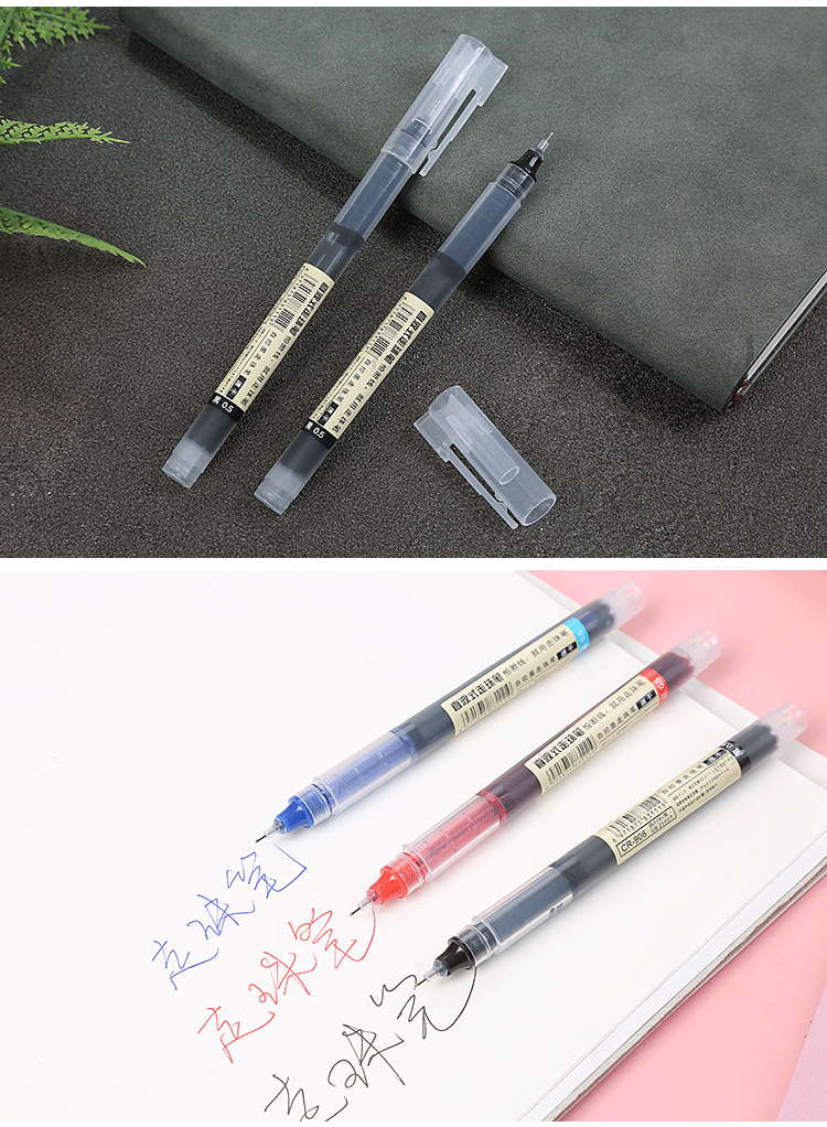 Straight liquid black stationery notebook pen, student exam signature pen, 0.5mm colored syringe gel pen pic 11