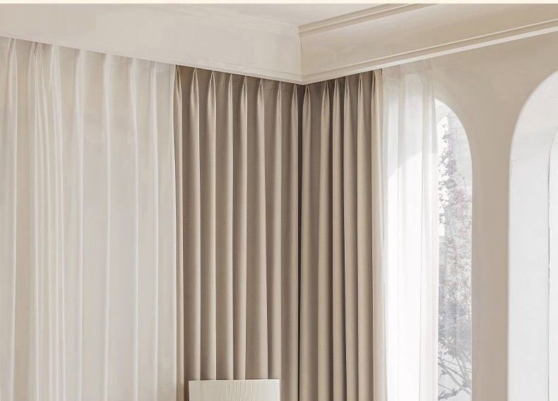 Double-sided rice-grain cotton matcha green cotton linen curtains, fully light-blocking modern light-blocking curtain fabric for bedrooms, balconies and living rooms pic 14