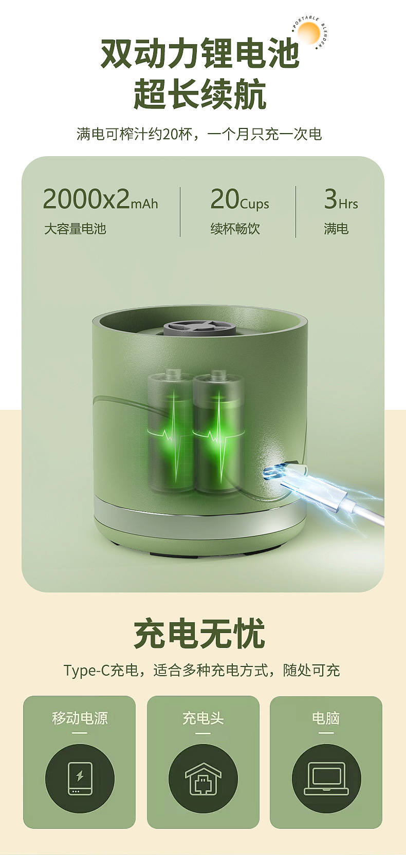 New cross-border juicer, portable fully automatic charging wireless juicer, small household ice crusher, juicer pic 7