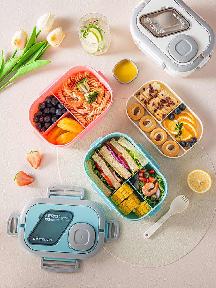 Convenient insulated lunch box, European-style oval sealed fresh-keeping lunch box, double-layer household adult lunch box, microwaveable pic 11
