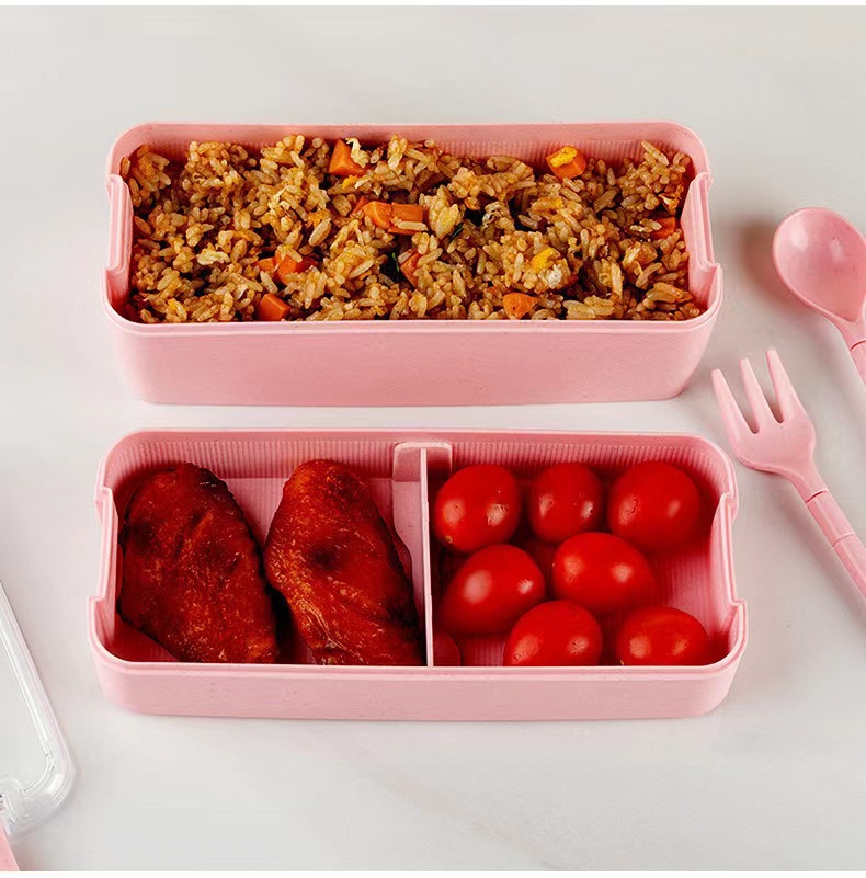 Japanese-style double-layer lunch box with tableware, large-capacity InS-style fresh-keeping box, portable lunch box, can be labeled for cross-border consignment pic 7