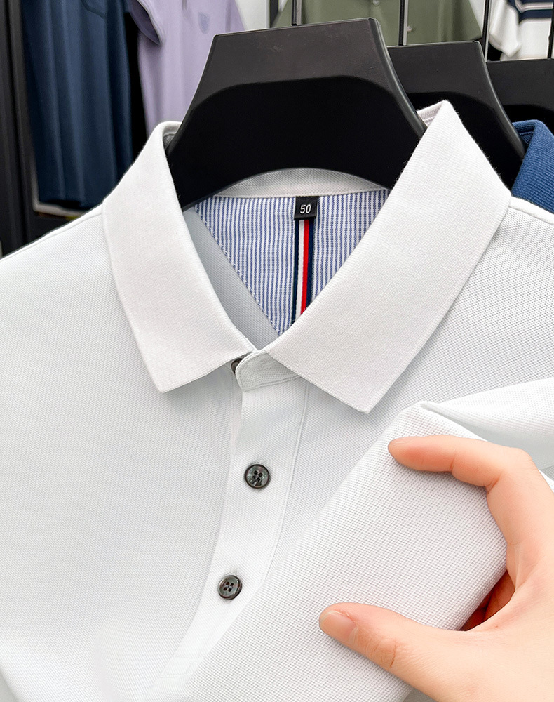 细珠地纯棉polo衫短袖男夏季新款中年纯色商务休闲翻领男士t恤详情38