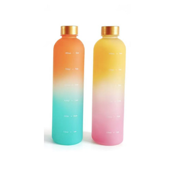 Rose gold stainless steel cap small-mouthed bottle for export, spray-painted water cup, gradient water cup, 1L space cup with LOGO printing pic 3