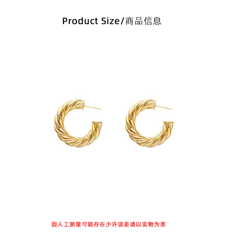 Hyacinth moda europea y americana personalidad temperamento moda orejeras minimalistas pendientes de aro de metal industria pesada alto grado sentido orejeras de oro pic 3