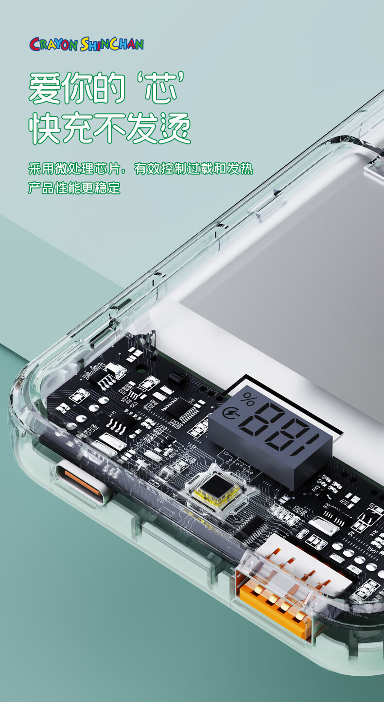 The Crayon Shin-chan comes with a dual-wire power bank that is fast charging and has a large capacity of 10,000 mah, making it a compact and portable power bank pic 11