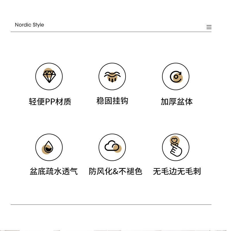 创意简约吊盆花盆 悬挂式阳台吊兰盆塑料树脂懒人垂吊花盆配吊链详情2