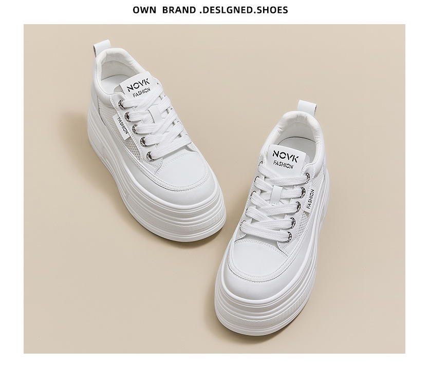 The thick-soled, insole, breathable white sneakers are a perfect match for women and are a new sporty casual shoe for Spring and summer 2025 pic 18
