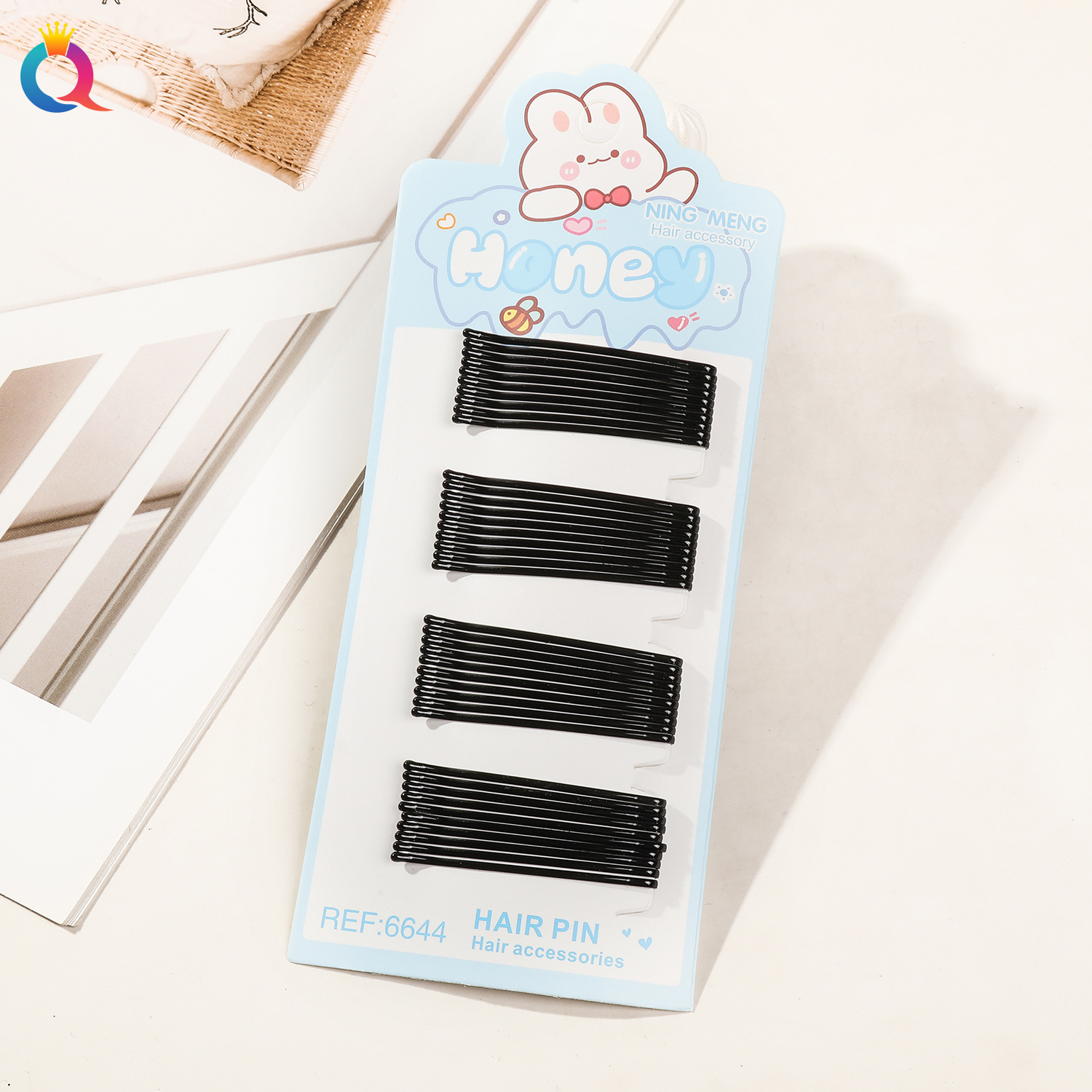 Wholesale of Qiyue Classic black straight clips, durable lacquered hair clips, braided hair clips, broken hair bangs clips and side clips pic 86