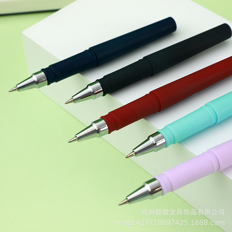 莫兰迪中性笔签字彩杆黑圆珠水笔印logo刻字企业公司广告笔文具详情4
