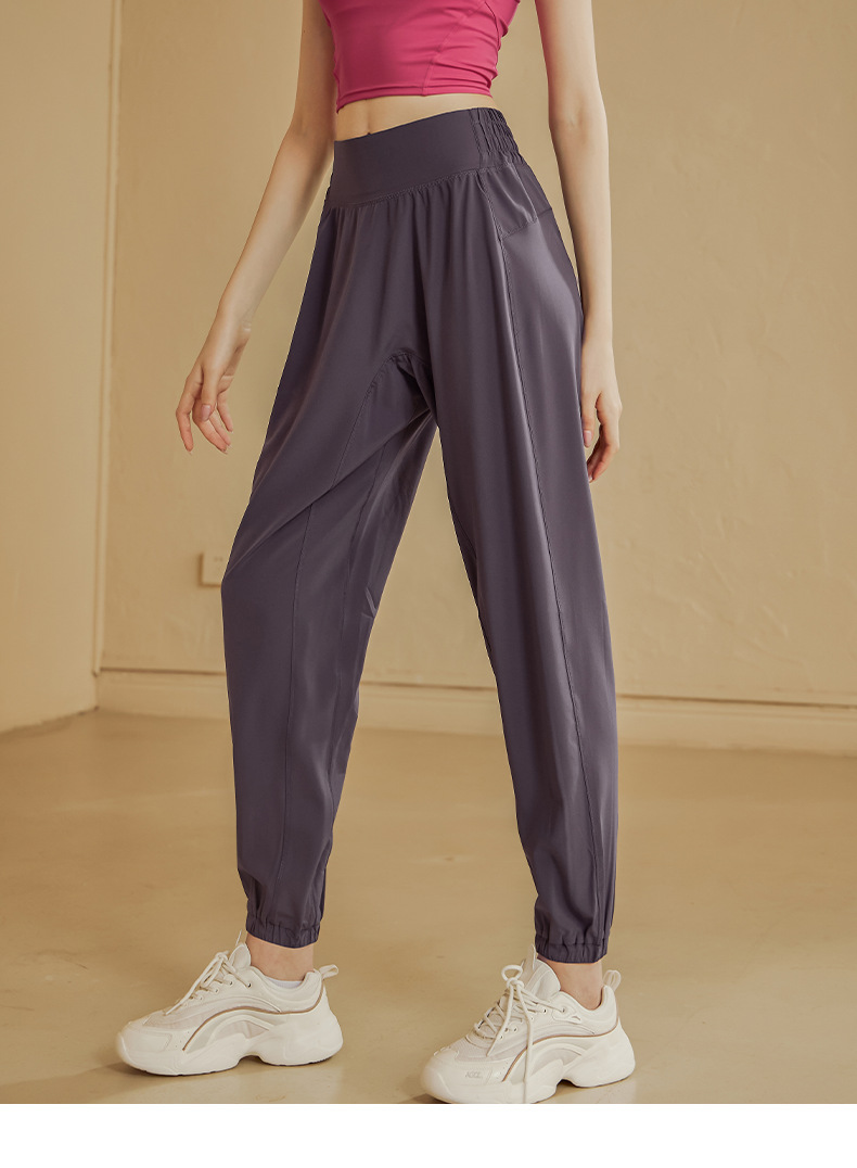 高腰松紧运动裤女宽松束脚瑜伽裤速干裤跑步裤休闲显瘦长裤健身裤详情5